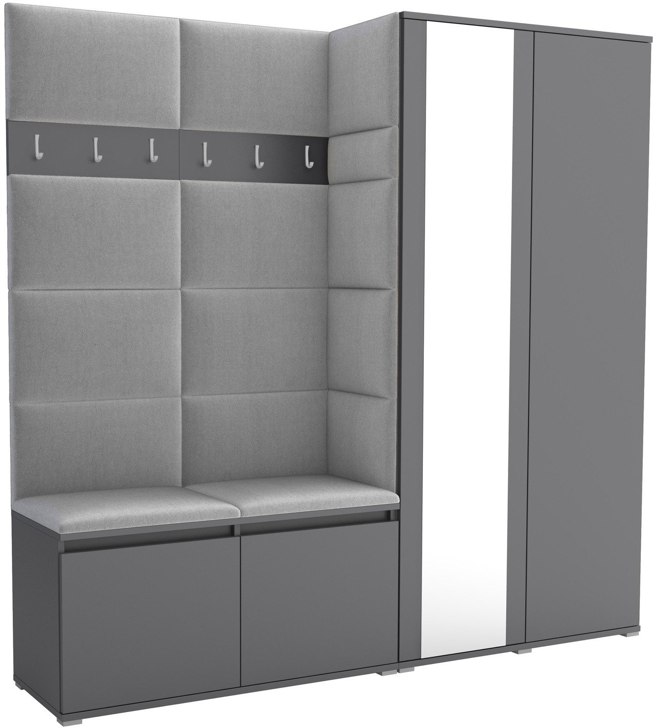 Tapicerowana garderoba Noris IV z lustrem - kolor antracyt + tkanina Trinity 32