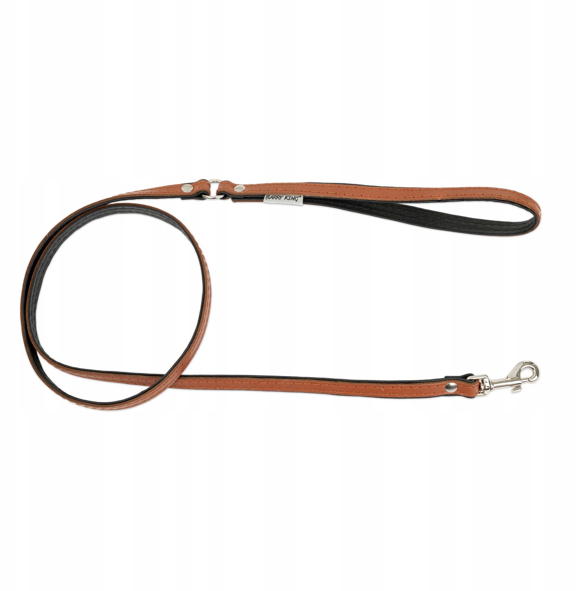 Smycz sk�rzana dla psa, koniak/czarny, M-L, 20mm/120cm