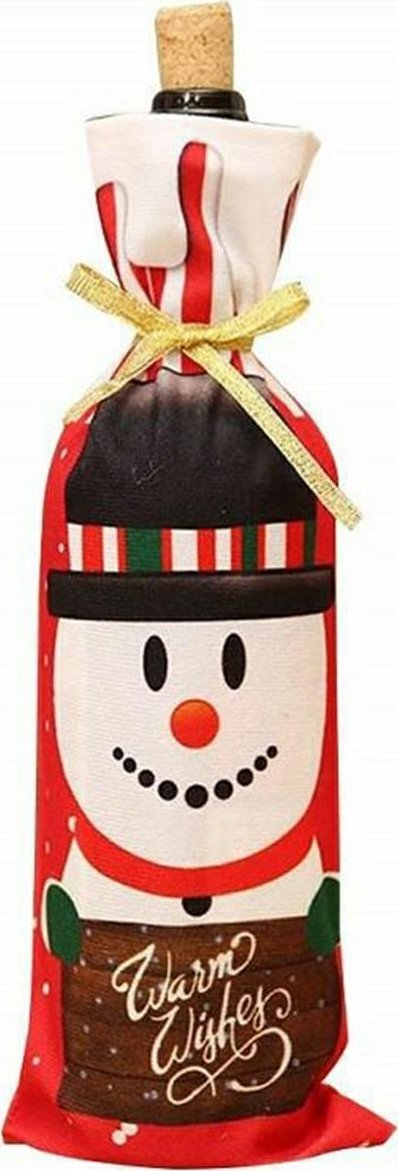 Dekoracja świąteczna ATL DA306 Świąteczne etui na butelkę bałwan