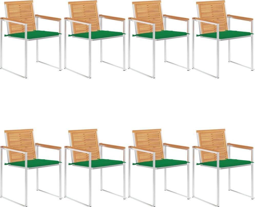 vidaXL Krzesła ogrodowe z poduszkami, 8 szt., lite drewno tekowe