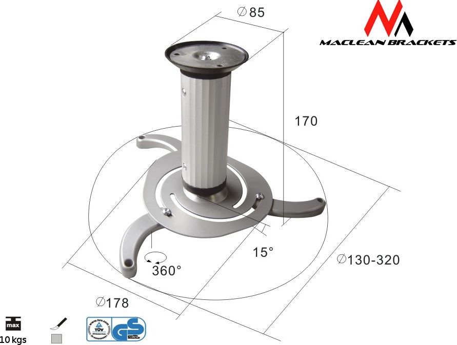 Uchwyt do projektorów Maclean sufitowy MC-515S