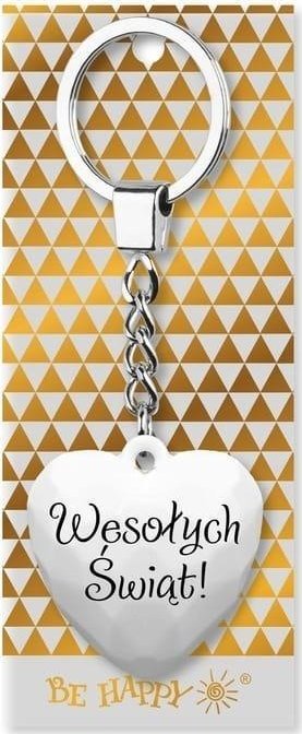 Brelok świąteczny z napisem Wesołych Świąt biały