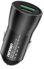 ŁADOWARKA SAMOCHODOWA 18W 3A CZARNA DENMEN 3100mA DUAL USB+PD QC3.0 DZ10