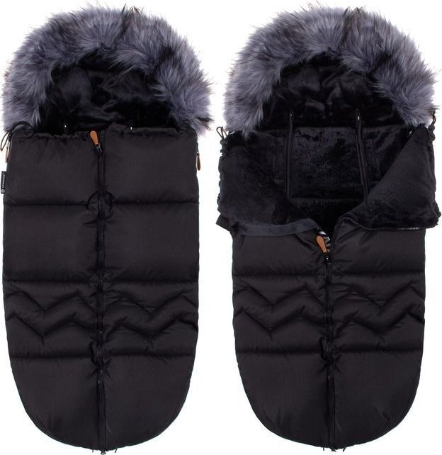 Springos Śpiworek do wózka 4w1, śpiwór z futerkiem do sanek, gondoli 90 cm czarny UNIWERSALNY