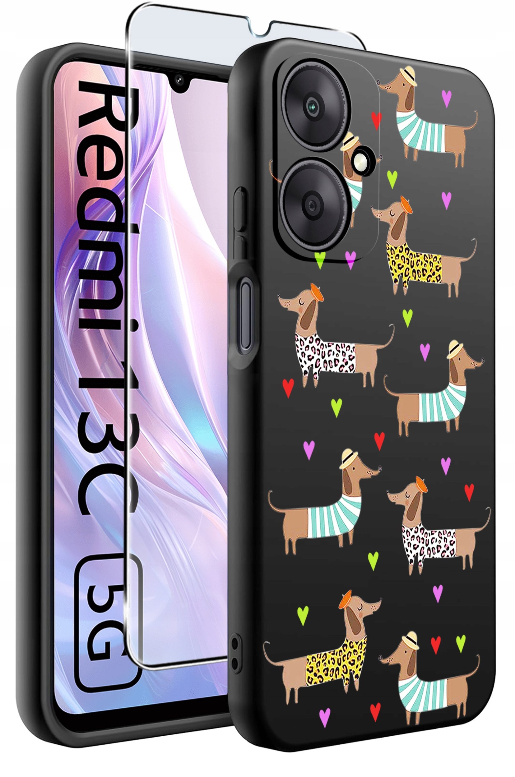 ETUI do Xiaomi Redmi 13C 5G WZORY |SILIKONOWE MATT CASE +SZKŁO HARTOWANE 9H