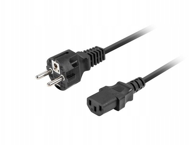 KABEL ZASILAJĄCY CEE 7/7->IEC 320 C13 2M VDE PROSTY CZARNY LANBERG