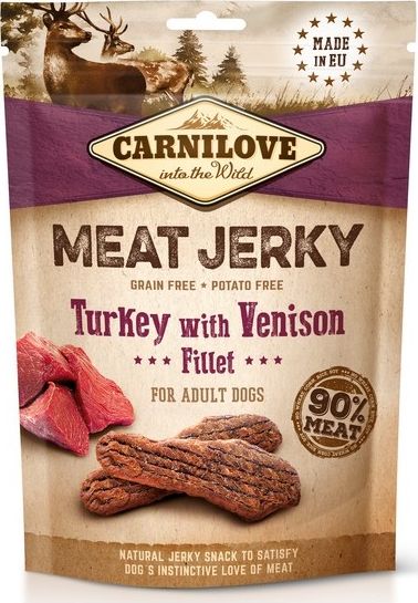 Brit Carnilove Dog Jerky Turkey & Venison Fillet - indyk i filet z dziczyzny 100g