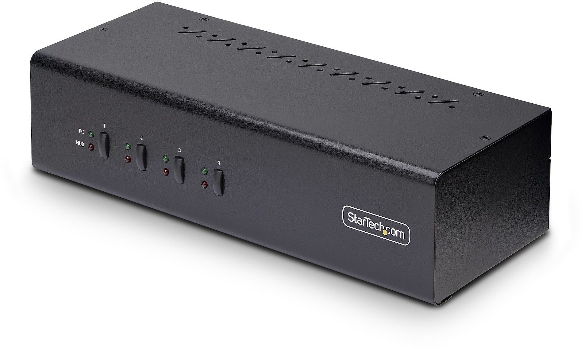 StarTech.com 4-Port Dual-Monitor DisplayPort KVM Switch, 4K 60Hz, 2x USB 5Gbps Hub Ports, 2x USB 2.0 HID Ports, Hotkey and Push-Button Switching, TAA