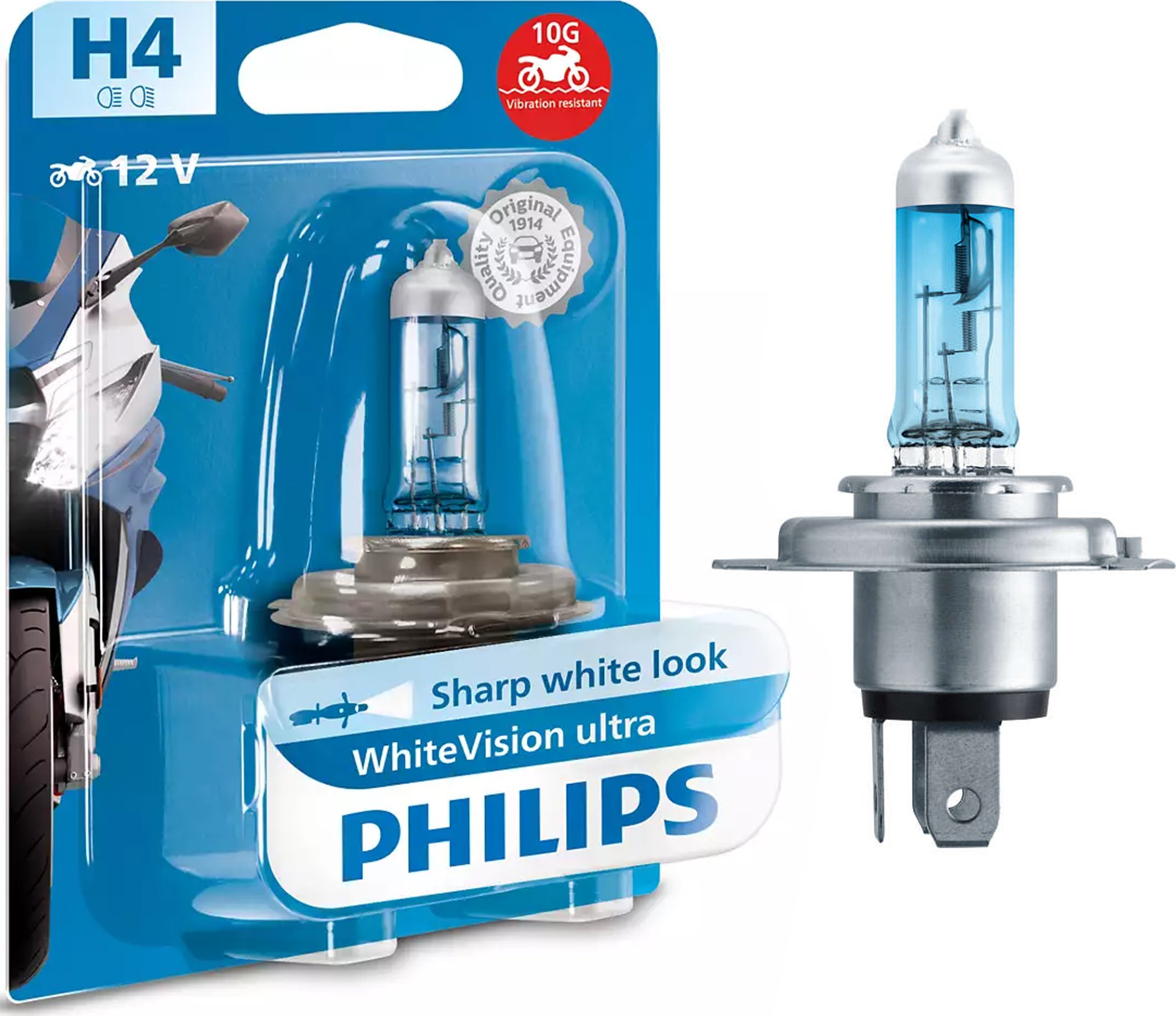 Osram Philips White Vision Ultra Moto H4 12V 60/55W