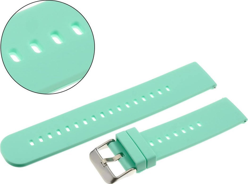 AlleTime Pasek uniwersalny 20 mm silikonowy seledynowy srebrna zapinka + teleskopy