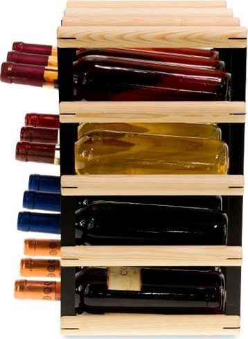 Wamar-Sosenka Regał na wino Stojak na 12 Butelek Szklanych/ PET RW-8/ 3x4 Surowy Naturalny Metal + Drewno RW-8-3X4-12