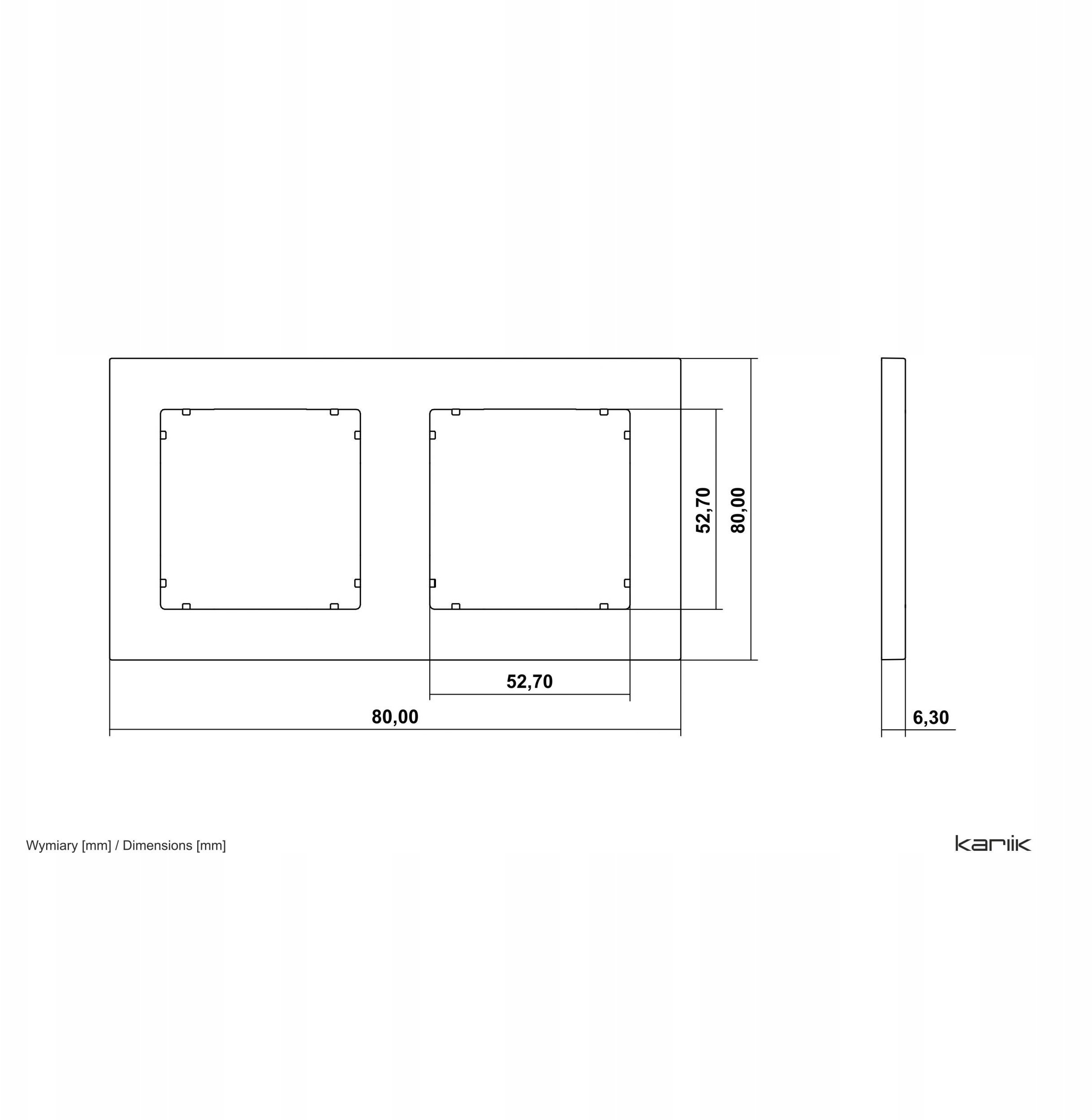 MINI Ramka uniwersalna podwójna kwadratowa z tworzywa szałwiowy 61MR-2