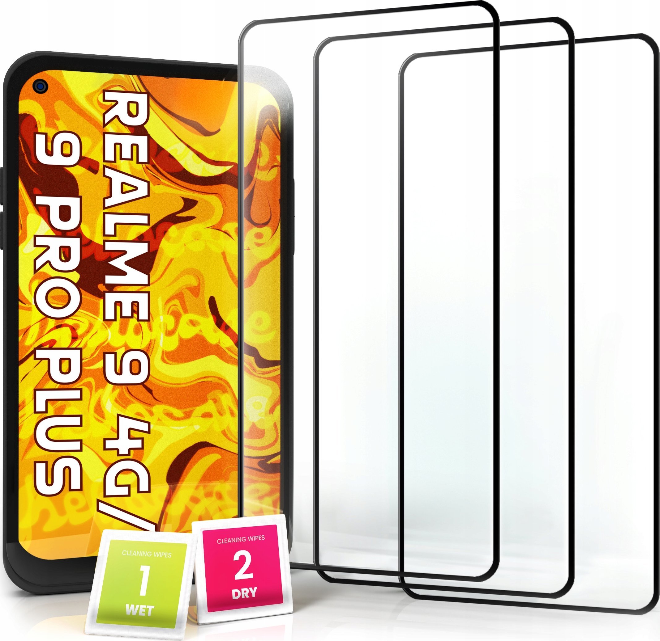 Hello Case 3-PAK Szkło Hartowane do Realme 9 4G / 9 Pro Plus (na cały ekran, 9H, 5D)