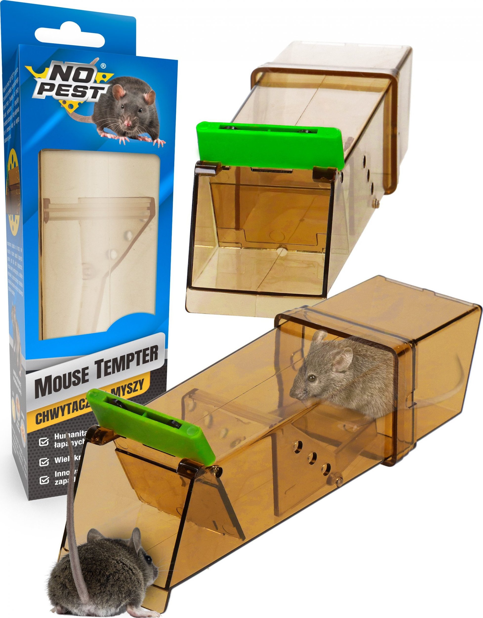 NO PEST Pułapka na Myszy Mouse Tempter Łapka Żywołapka Chwytacz na Myszy i Inne Gryzonie