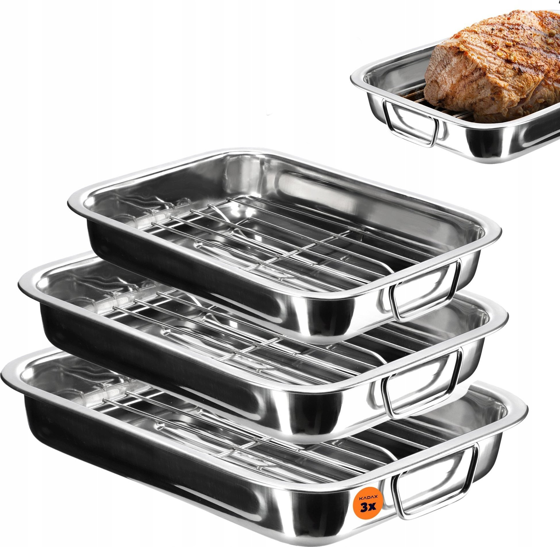 Kadax KADAX Blacha Z Rusztem Brytfanna Stal 30+35+40cm