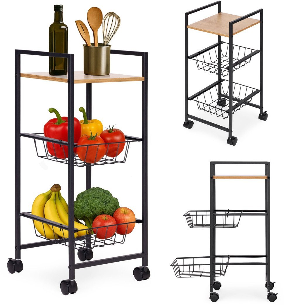 Regał mobilny szafka z 2 koszami i półką organizer na kółkach ModernHome