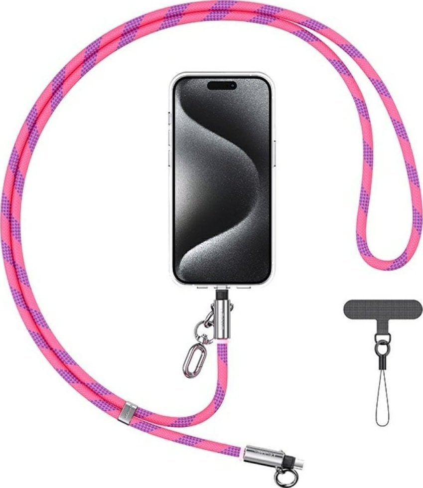 Smycz do telefonu z kablem do ładowania Usams SJ746 30W USB-C do Lightning 1.2m różowy