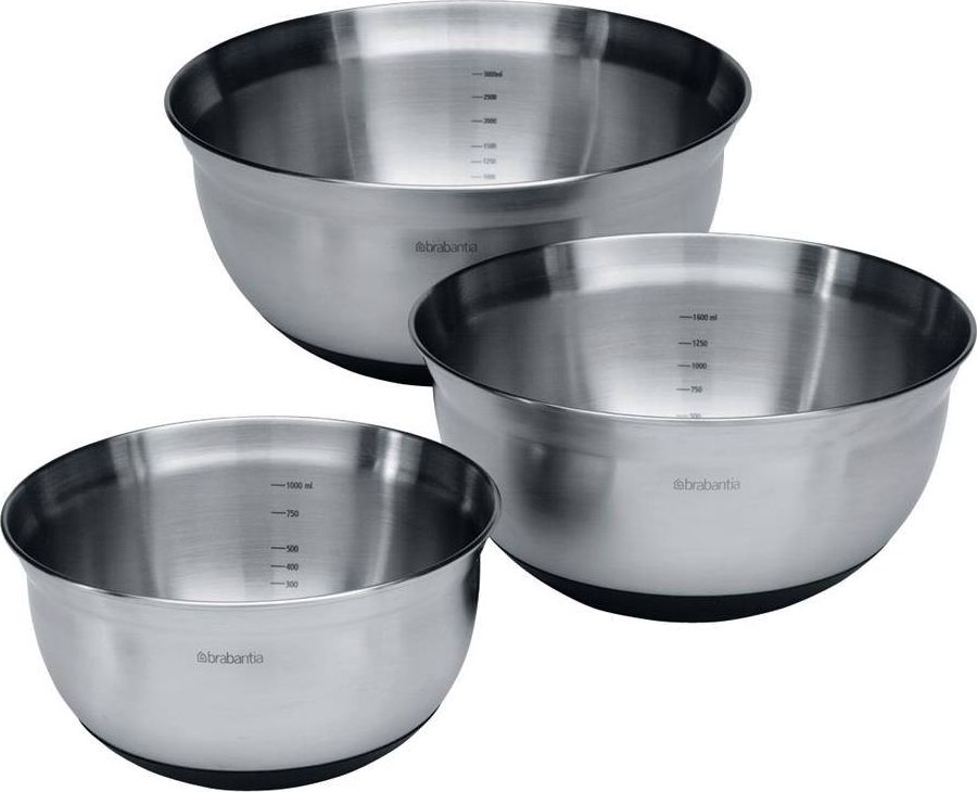 Brabantia Brabantia Mixing Bowl Set steel matt black, 1, 1.6 & 3 litre