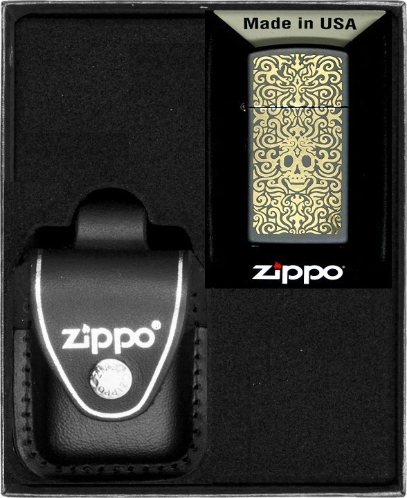 Zestaw ZIPPO Zapalniczka SKULL DESIGN SLIM Prezentowy No3
