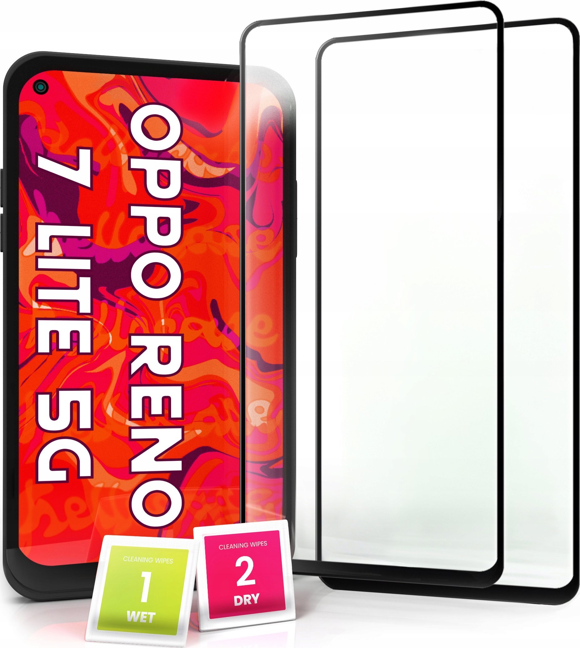 Hello Case 2-pak Szkło Hartowane do Oppo Reno 7 Lite 5G Ochronne Pełne Na cały ekran