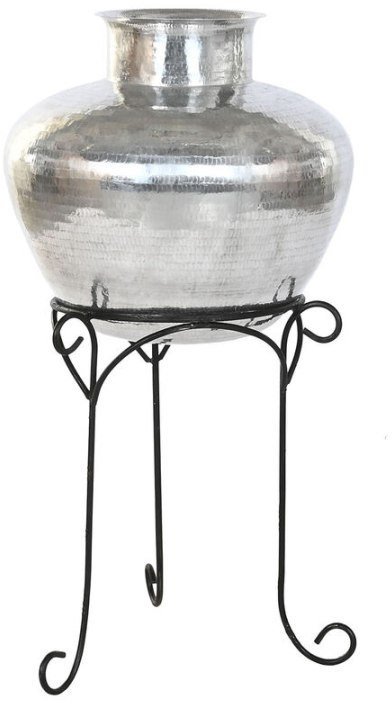 Wazon Home ESPRIT Czarny Srebrzysty Aluminium 45 x 45 x 95 cm