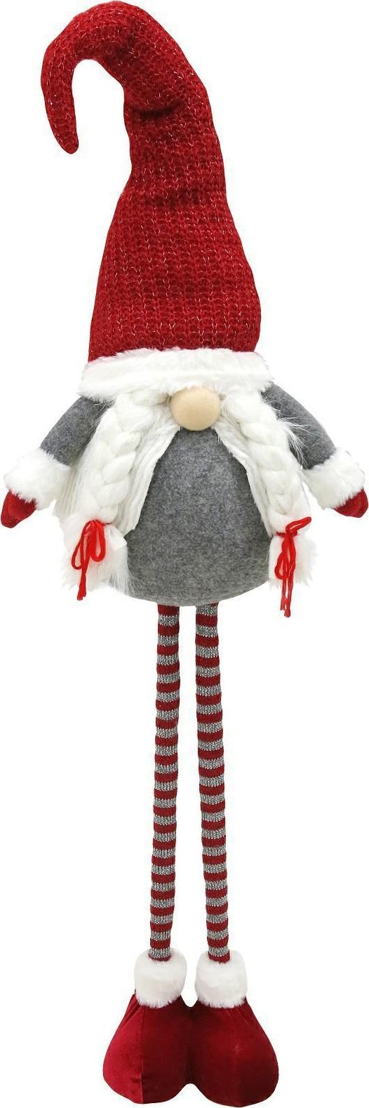 Dekoracja świąteczna kontrast Skrzat świąteczny teleskopowy regulowana wysokość 106cm szary