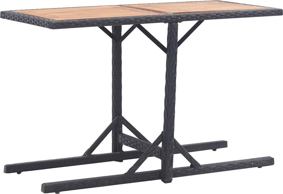 vidaXL Stół ogrodowy, czarny, lite drewno akacjowe i polirattan
