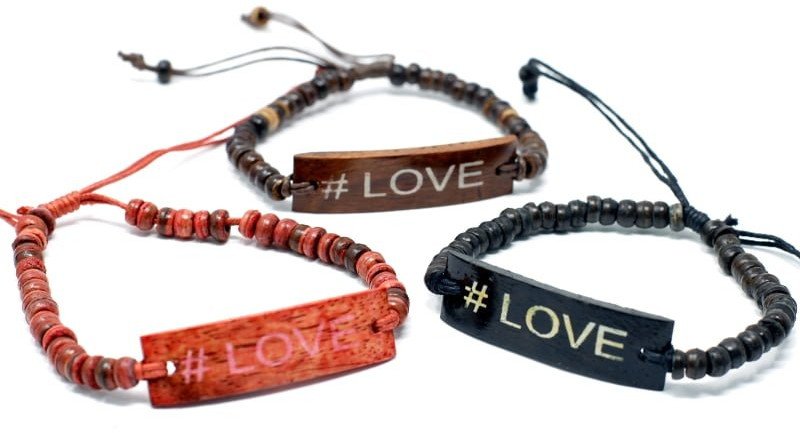 Bransoletka z drewna kokosowego - #Love