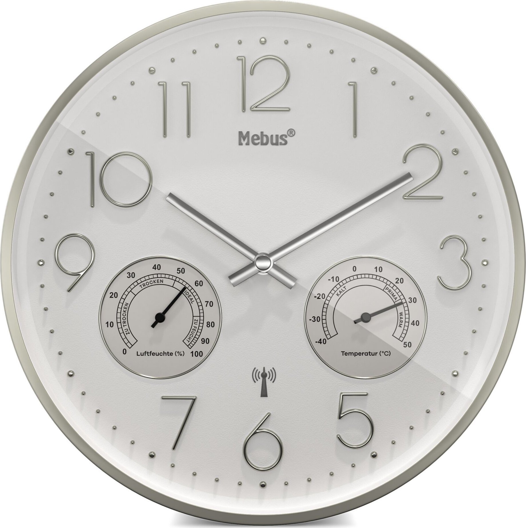 Radiobudzik Mebus Mebus 12989 radio wall clock with Thermo-Hygrometer