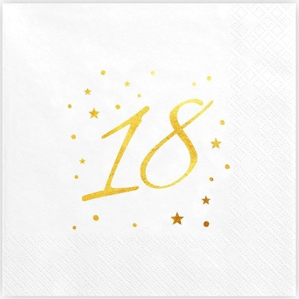 SERWETKI na 18 białe+złote 33x33cm 20szt BŁYSK