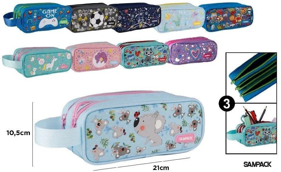 Piórnik trzykomorowy z uchwytem MIX