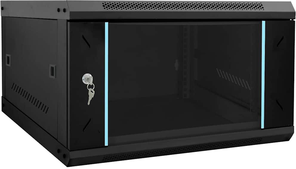 vidaXL Szafa sieciowa z przechowywaniem Czarny 53 x 60 x 30 cm Stal