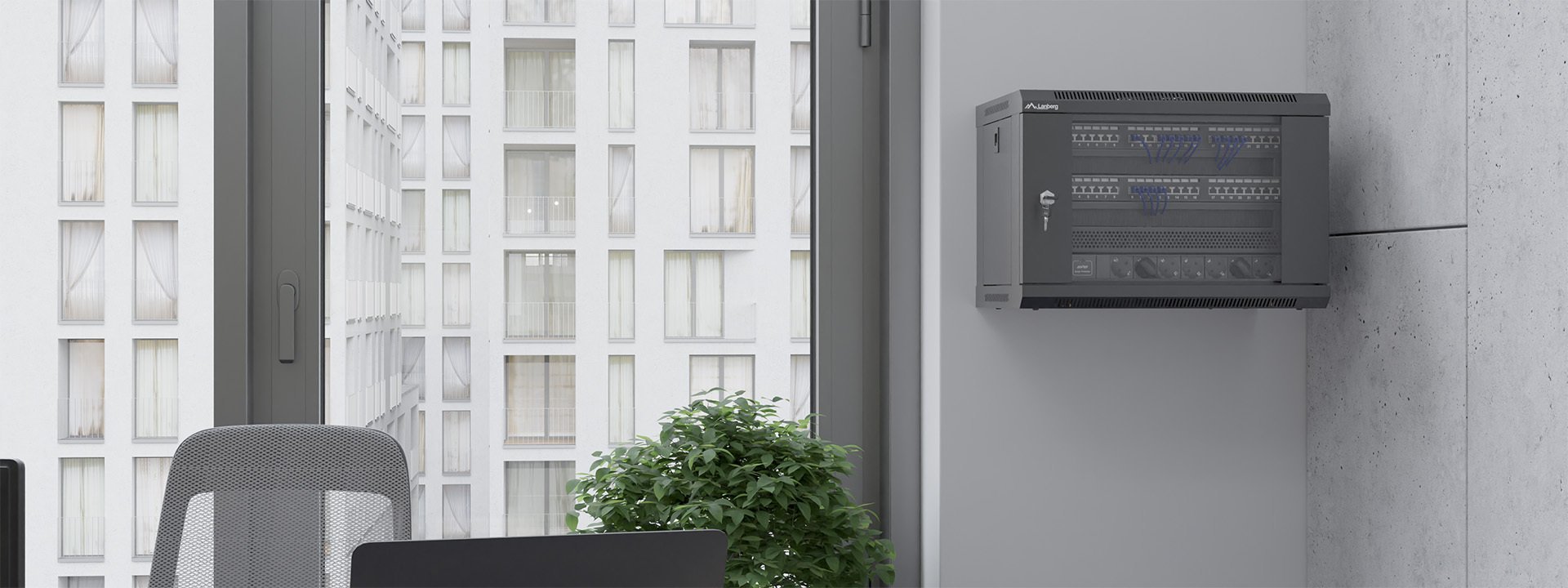 Szafa Lanberg SZAFA INSTALACYJNA RACK WISZĄCA 19" 4U 600X450 SZARA DRZWI METALOWE (FLAT PACK)