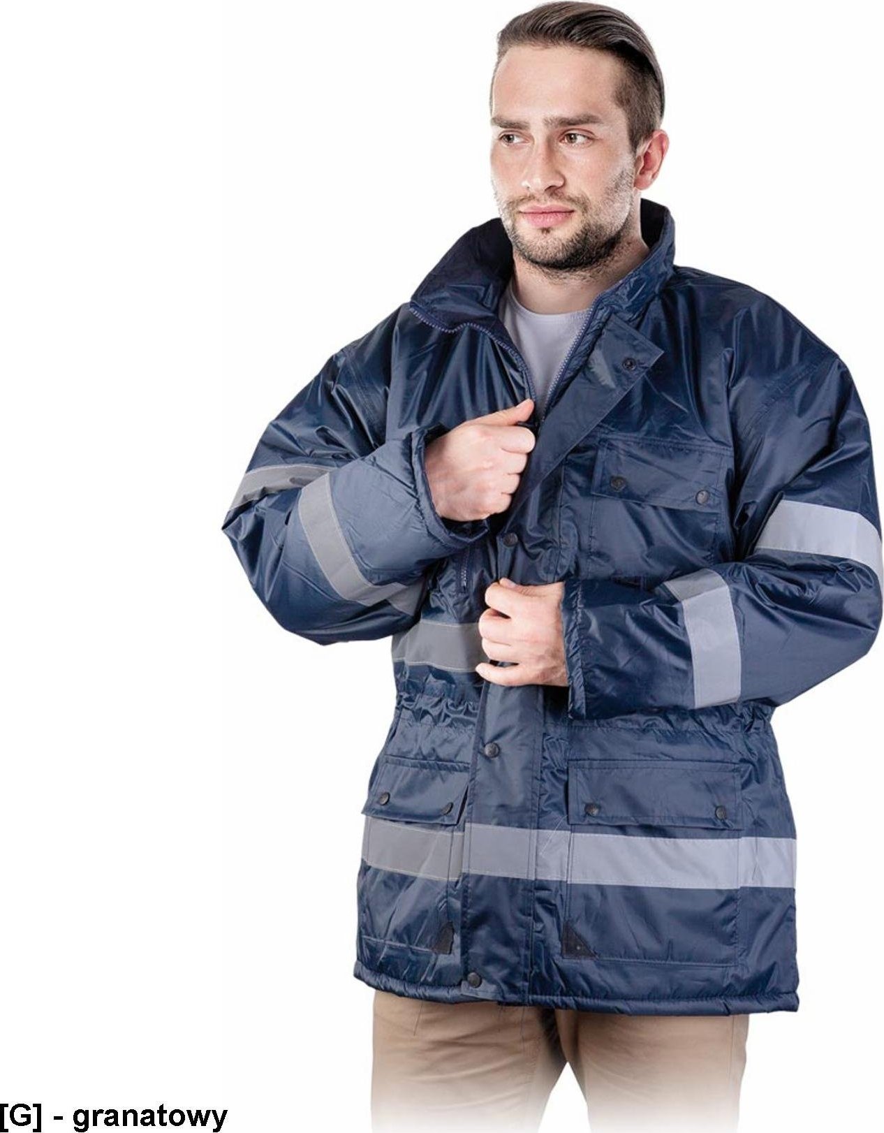 R.E.I.S. K-BLUE - KURTKA ZIMOWA Z PASAMI ODBLASKOWYMI 2XL