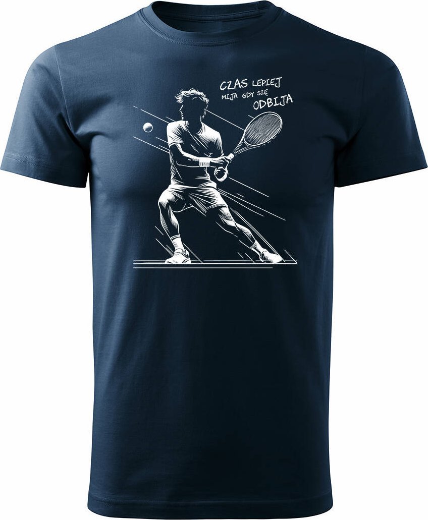 Topslang Koszulka tenis tenisowa z rakietą do tenisa ziemnego z tenisistą tenisem ziemnym męska granatowa REGULAR XXL