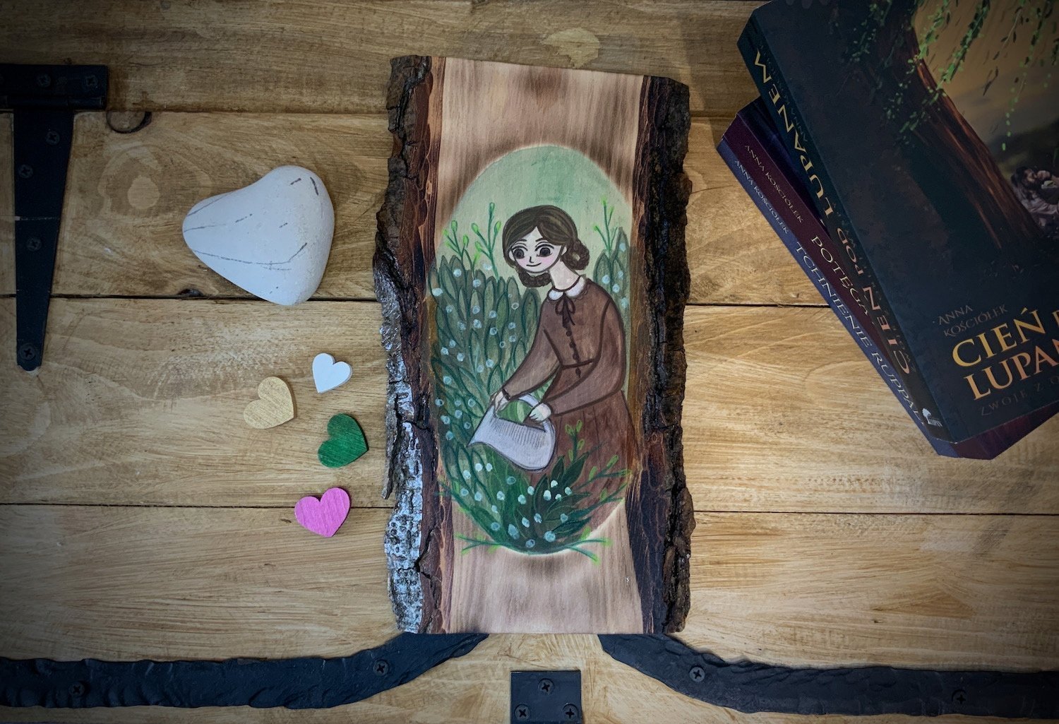 Obrazek na drewnie z korą, dziecięcy pokój