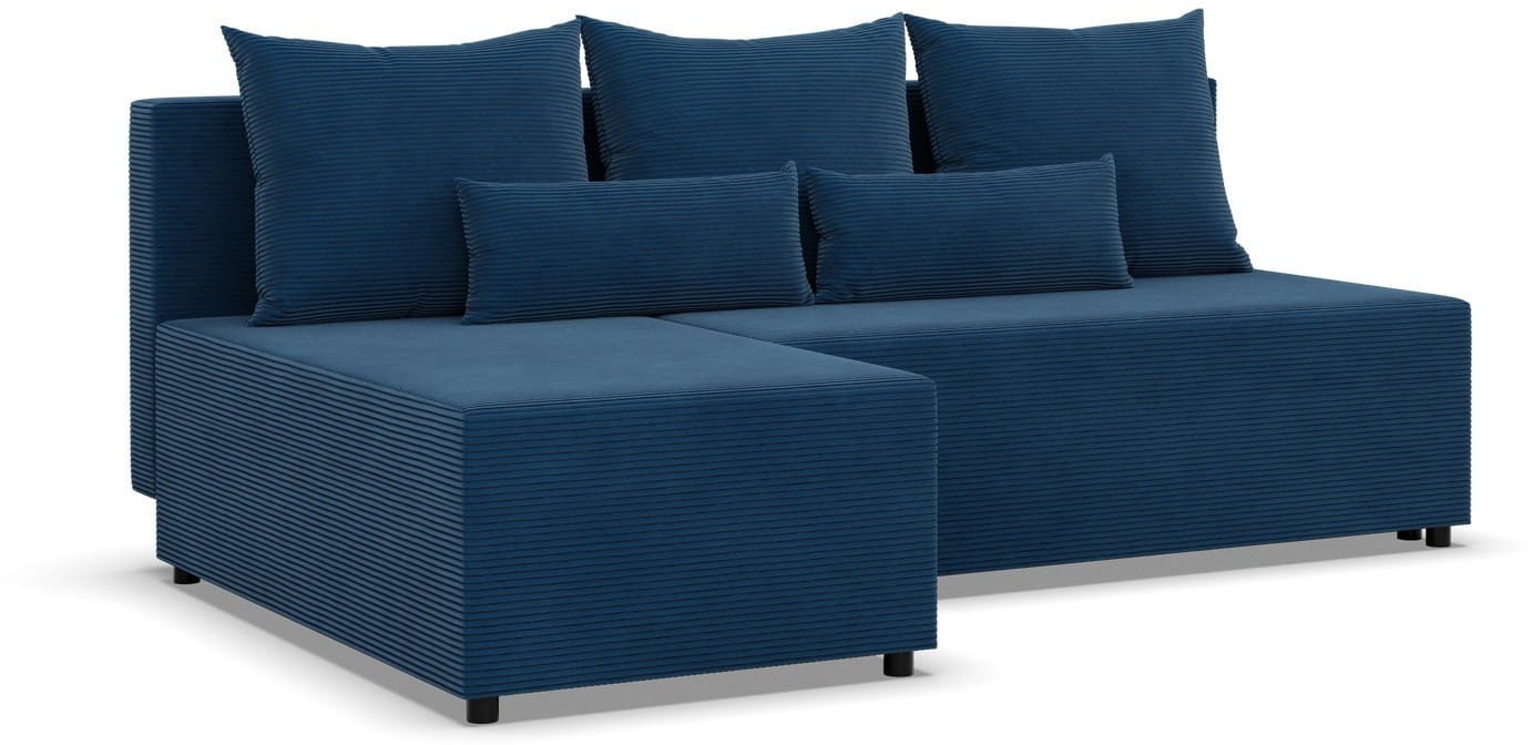 Narożnik z luźnymi poduszkami, Vista, sztruks, 201x137x92 cm, granatowy | TYLETEGOTU