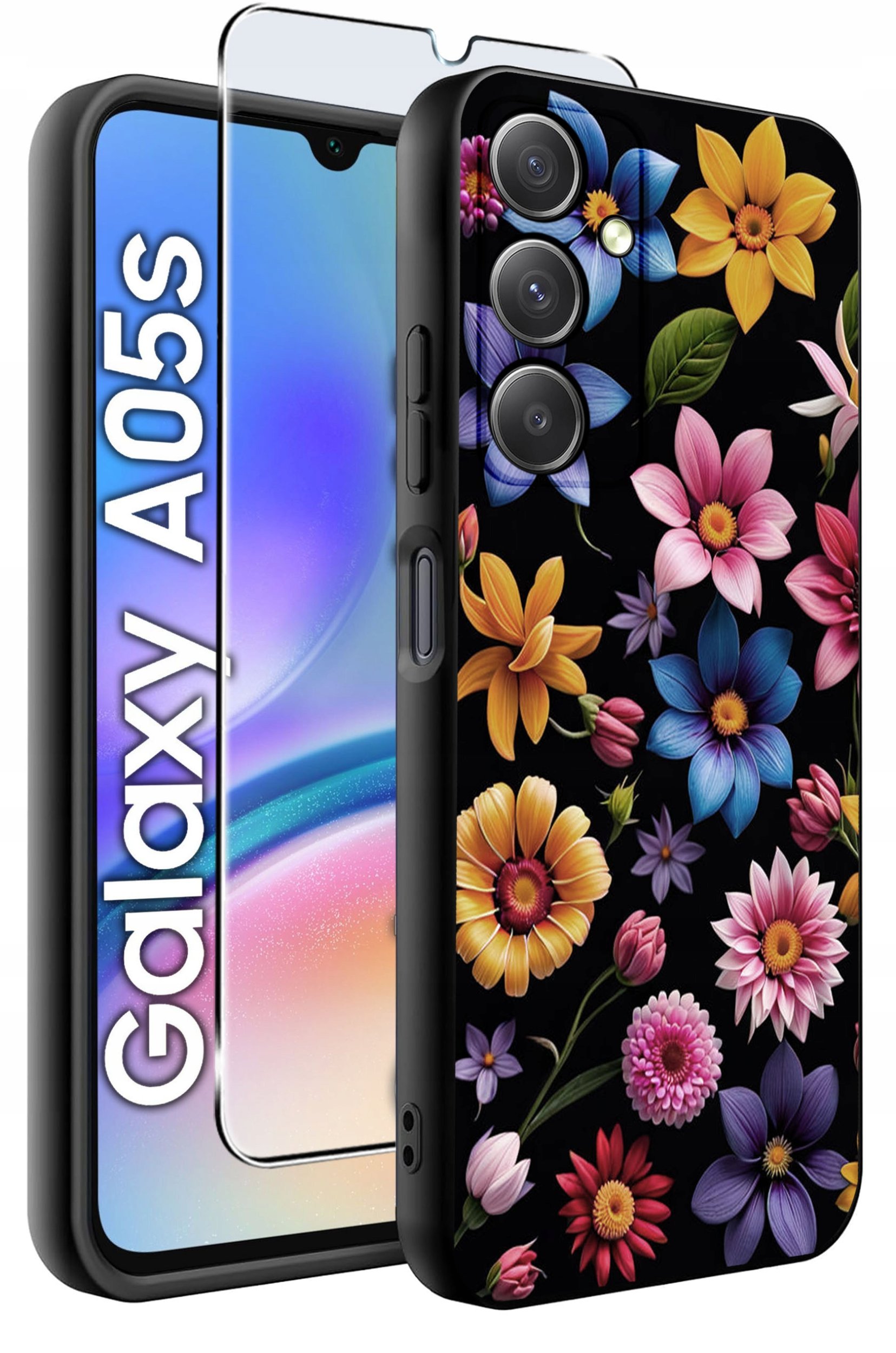 ETUI do Samsung A05s WZORY | SILIKONOWE MATT CASE + SZKŁO 9H