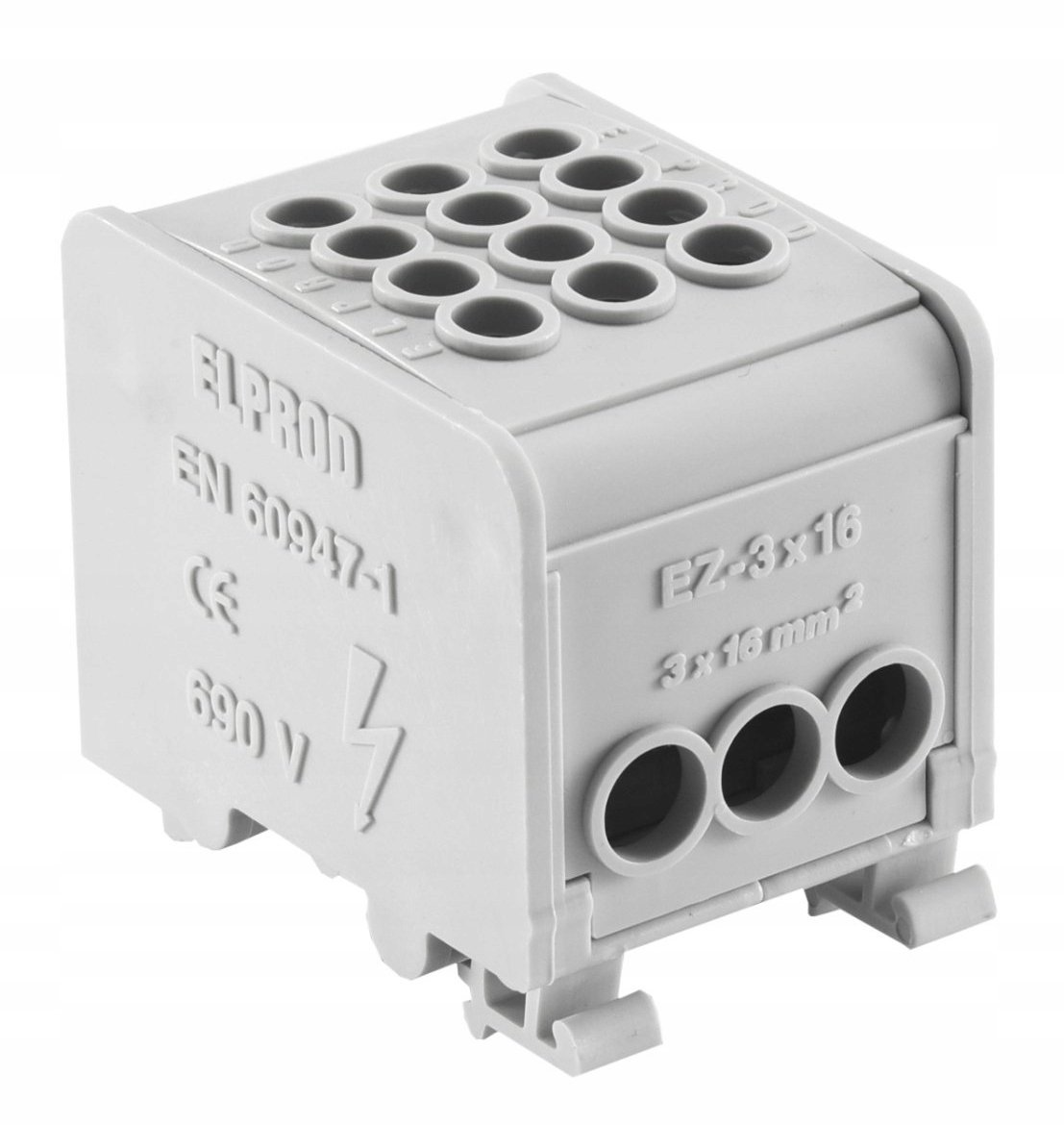 Odgałęźnik instalacyjny 1-torowy (3x16mm/3x16mm) LZ1*16/16/16 mocowanie na TS 35, szary 84170002