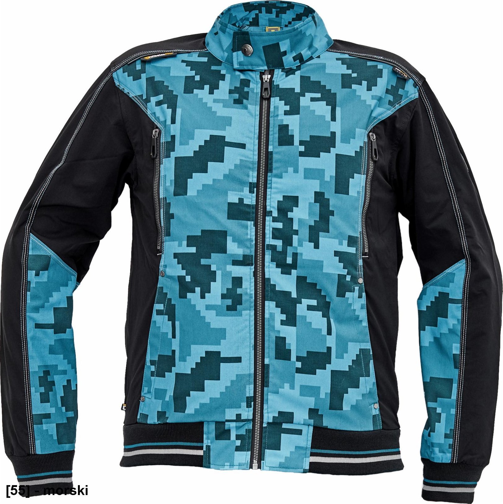 CERVA NEURUM CAMOUFLAGE kurtka - męskia kurtka robocze ze stójką, 4 kieszenie, elastyczny materiał Trifibetex, nadruk moro, odblaski - morski 58