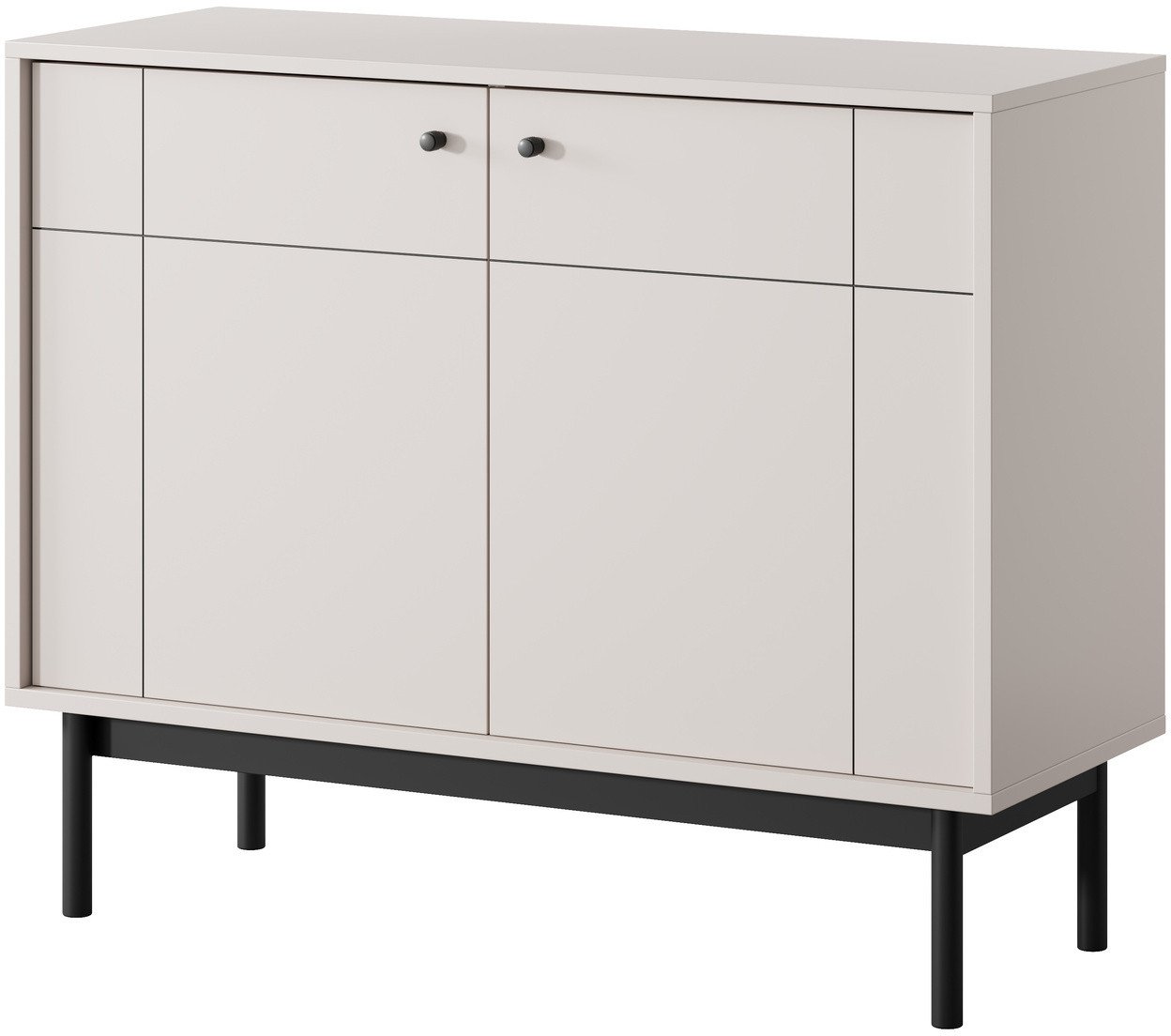 Komoda Sora K104 w kolorze Cashmere z czarnymi nogami