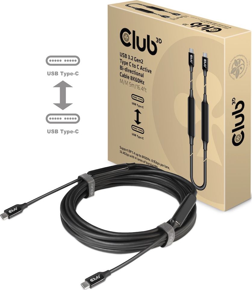 Kabel USB Club 3D USB-C - USB-C 5 m Czarny (CAC-1535)