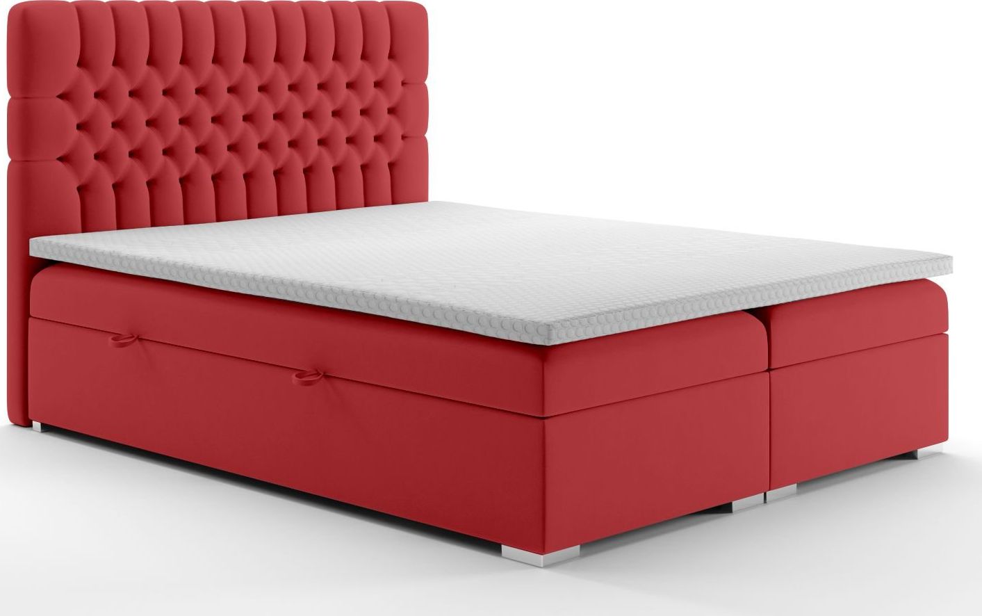 LAVERTO Łóżko kontynentalne RUBID 180x200 bordowe velvet z pojemnikiem