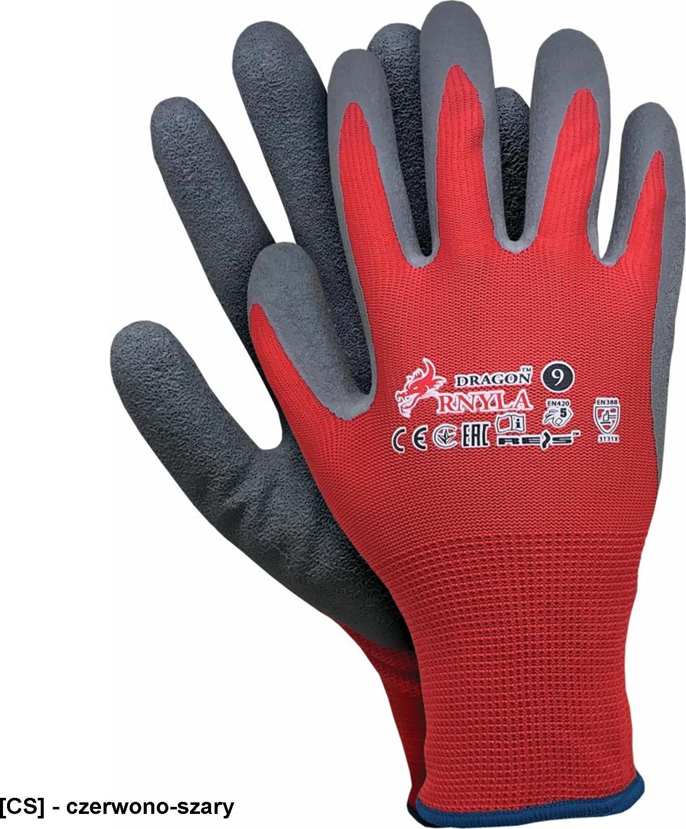 R.E.I.S. RNYLA - Rękawice ochronne - czerwono-szary 8