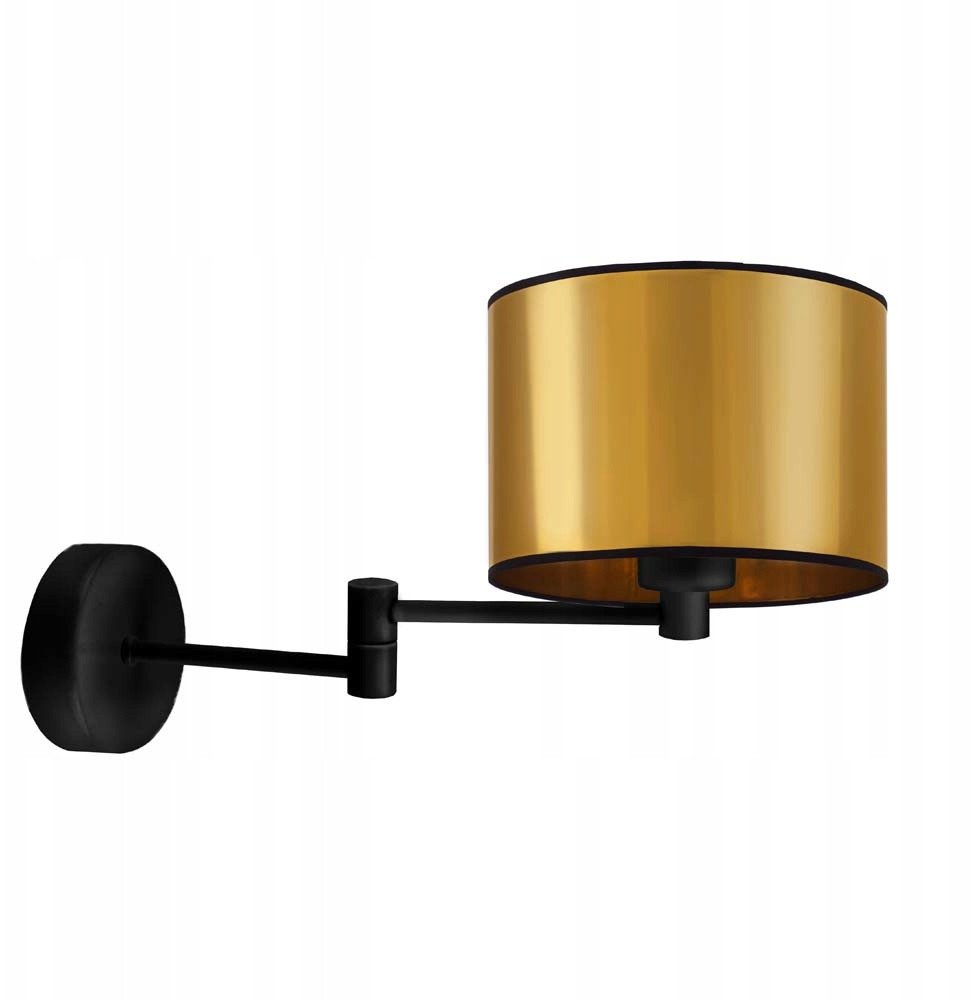 Czarny kinkiet regulowany LED ze złotym kloszem BRAGE MIRROR w stylu industrialnym