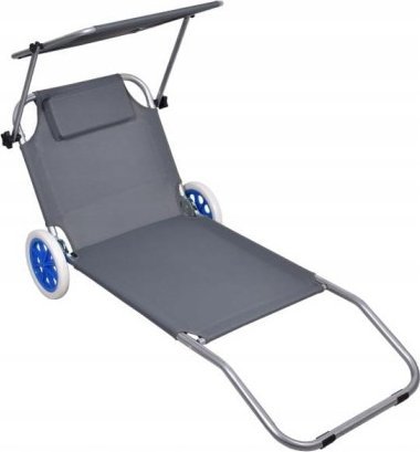 Ambiance Leżak składany na kółkach grafitowy 152x61x87 cm