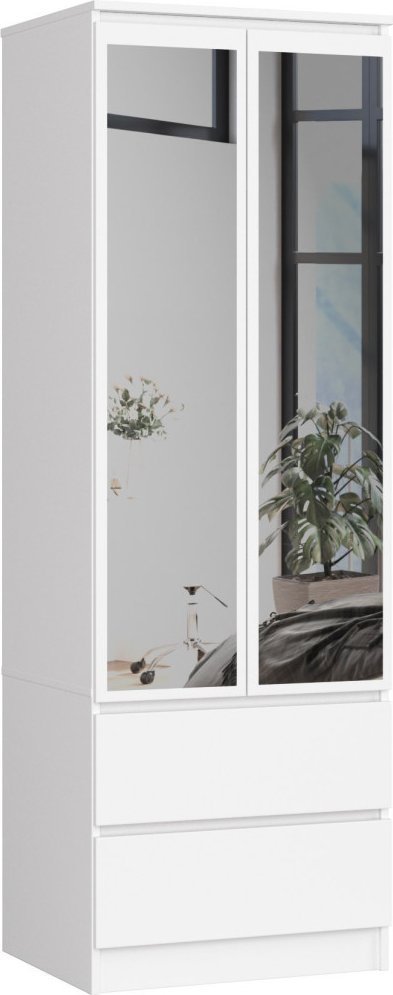 Fabryka Mebli Akord SZAFA STAR S 60 cm Z LUSTREM 2 DRZWI 2 SZUFLADY BIAŁA