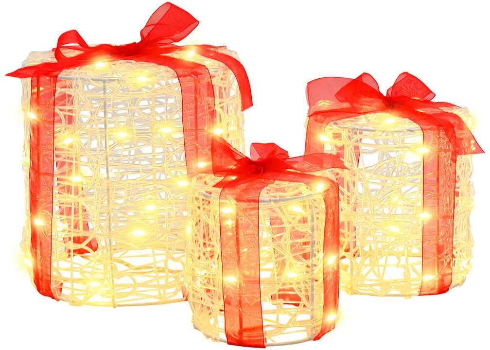 vidaXL Dekoracja Pudełka Prezentowego 3 pcs Ciepła biel