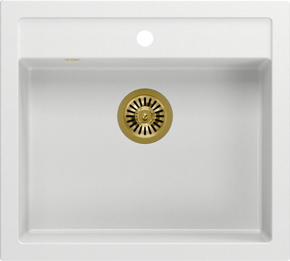 Zlewozmywak Quadron BILL 110 GraniteQ snow white/elementy złote