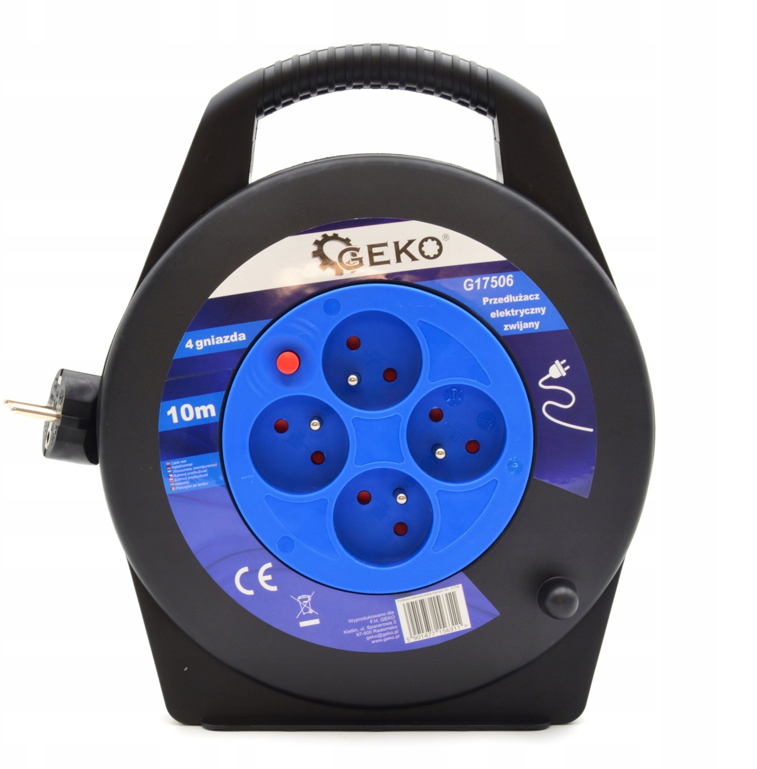 Przedłużacz elektryczny zwijany 4 gniazda 10m (10)